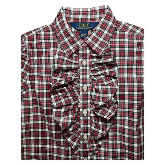 Polo Ralph Lauren Ruffle Plaid Shirt 5 - Picture 1 of 6